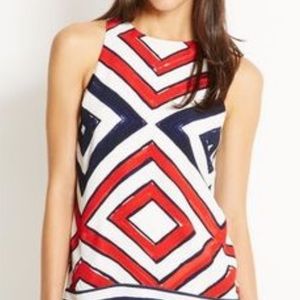 Vineyard Vines Red, White, Blue Geometric Top 2